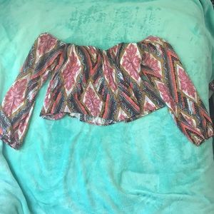 Cropped, off the shoulder blouse